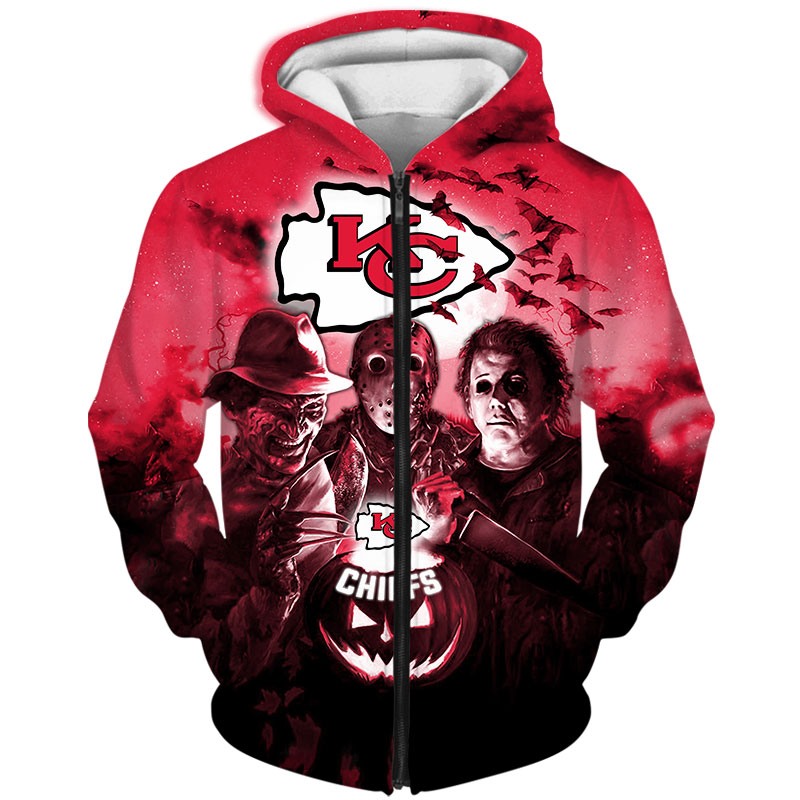 Kansas City Chiefs Hoodie 3D Halloween Horror night gift for fans