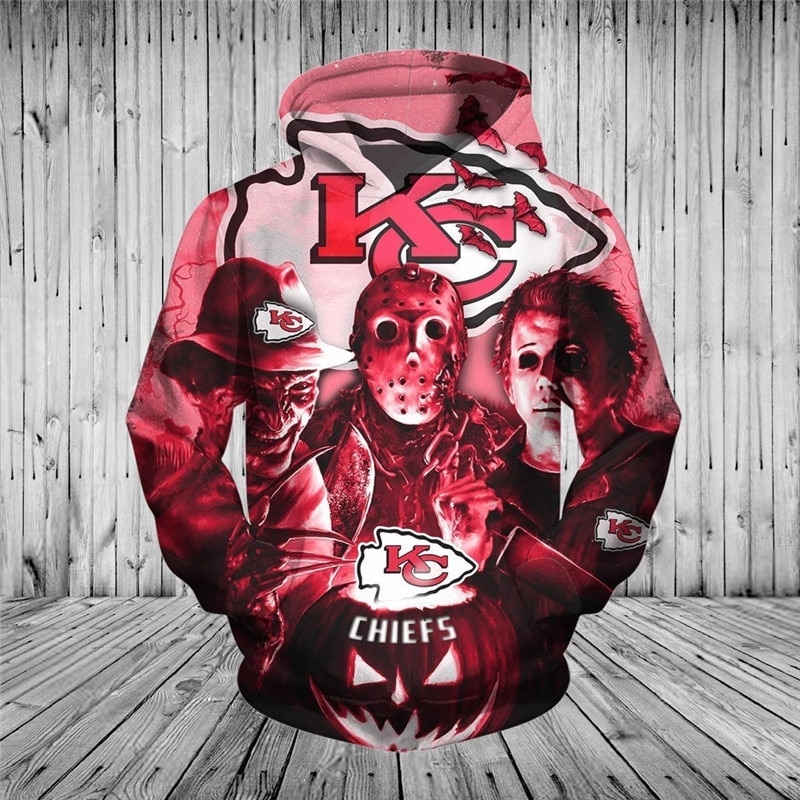 Kansas City Chiefs Hoodie 3D cheap Horror night Halloween Pullover NFL