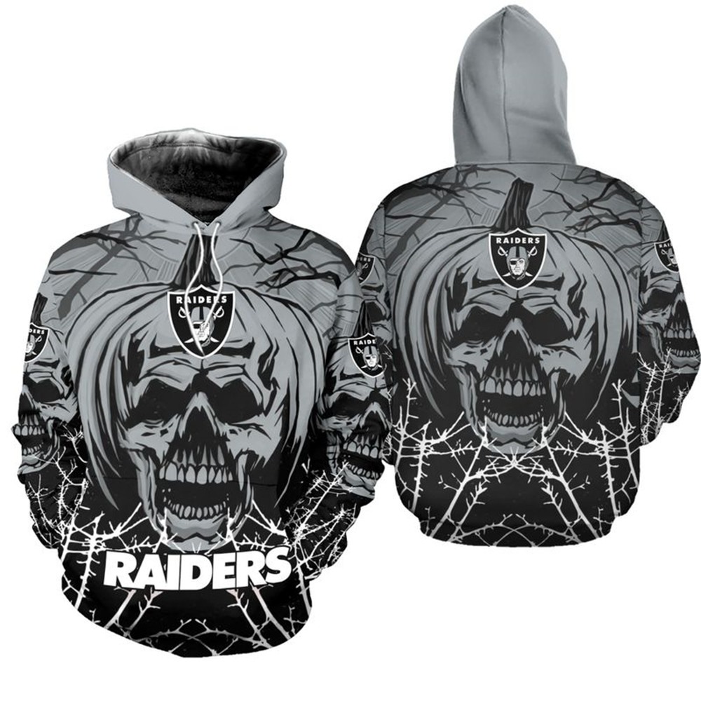 Las Vegas Raiders Hoodie Halloween pumpkin skull print sweatshirt