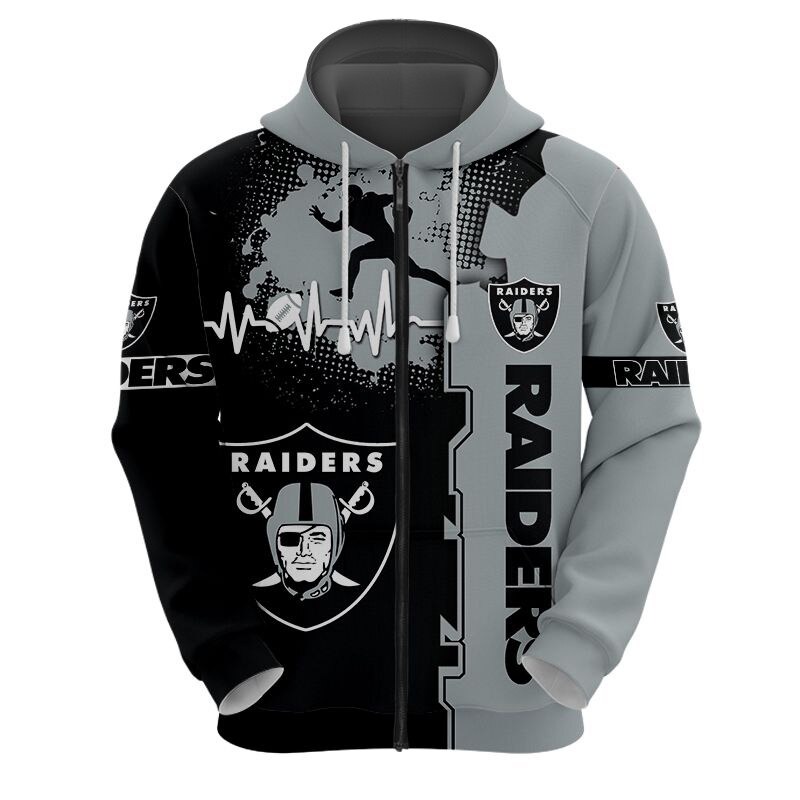 Las Vegas Raiders Hoodie graphic heart ECG line