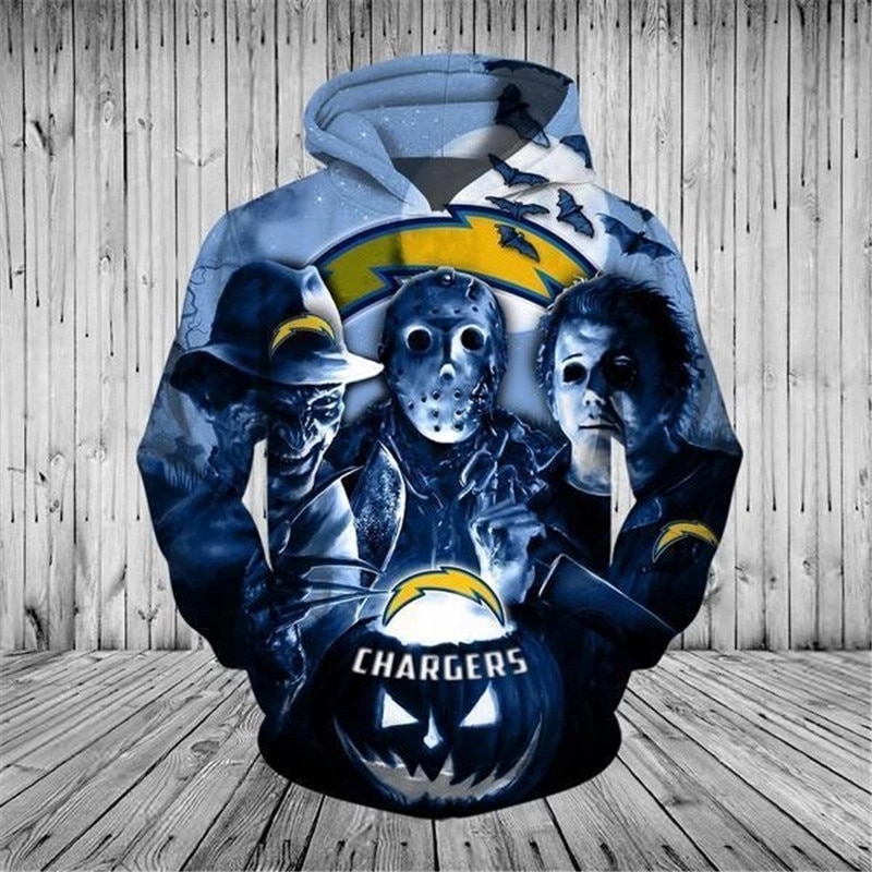 Los Angeles Chargers Hoodie 3D cheap Horror night Halloween Pullover NFL