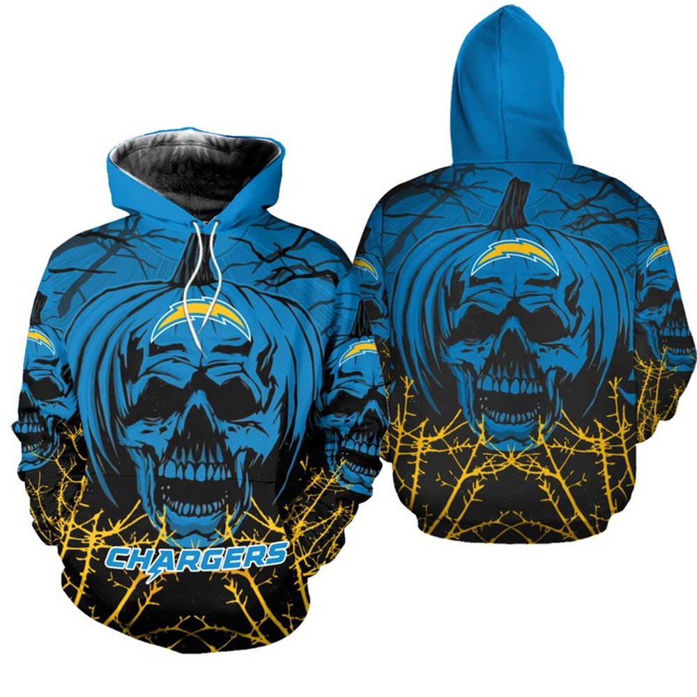 Los Angeles Chargers Hoodie Halloween pumpkin skull print sweatshirt