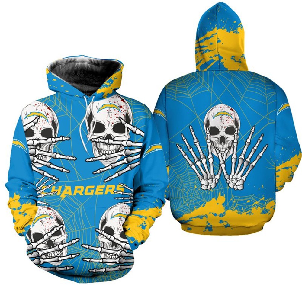 Los Angeles Chargers Hoodie skull for Halloween graphic