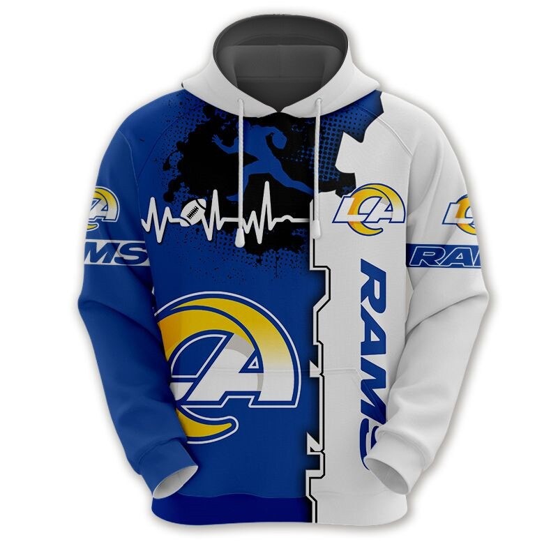 Los Angeles Rams Hoodie graphic heart ECG line