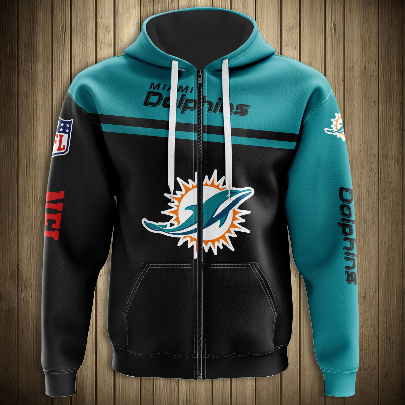 Miami Dolphins 3D Skull Zip Hoodie Pullover Sweatshirt for fans