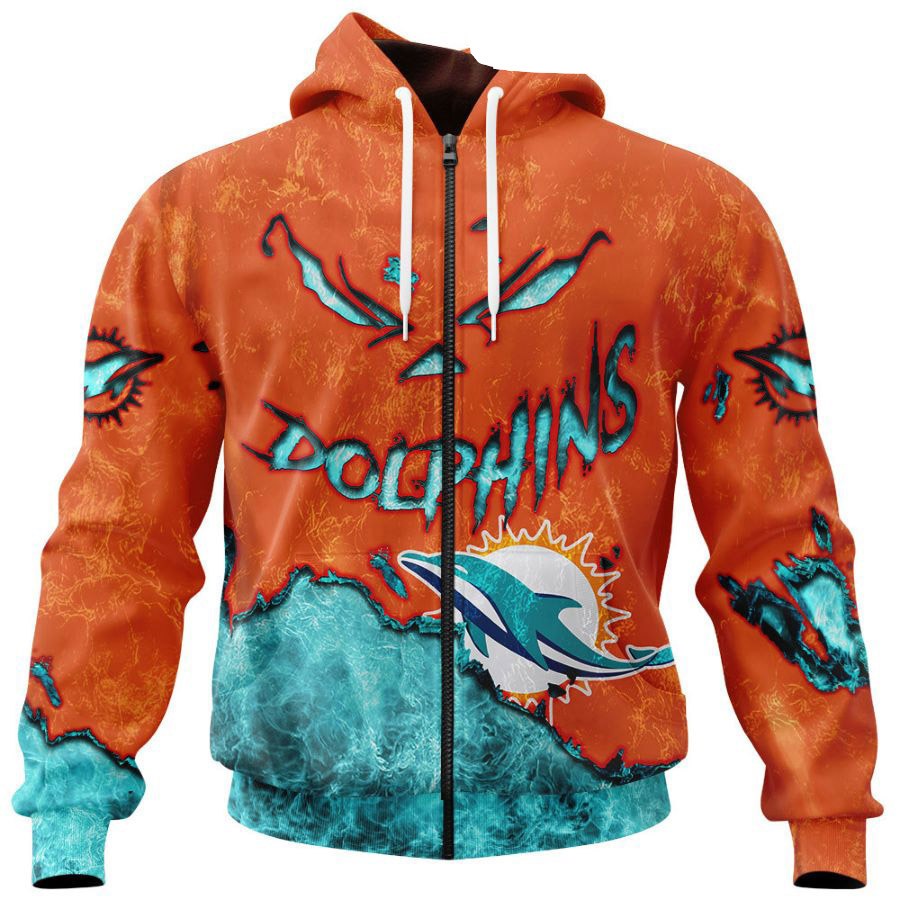 Miami Dolphins Hoodie 3D devil eyes gift for fans