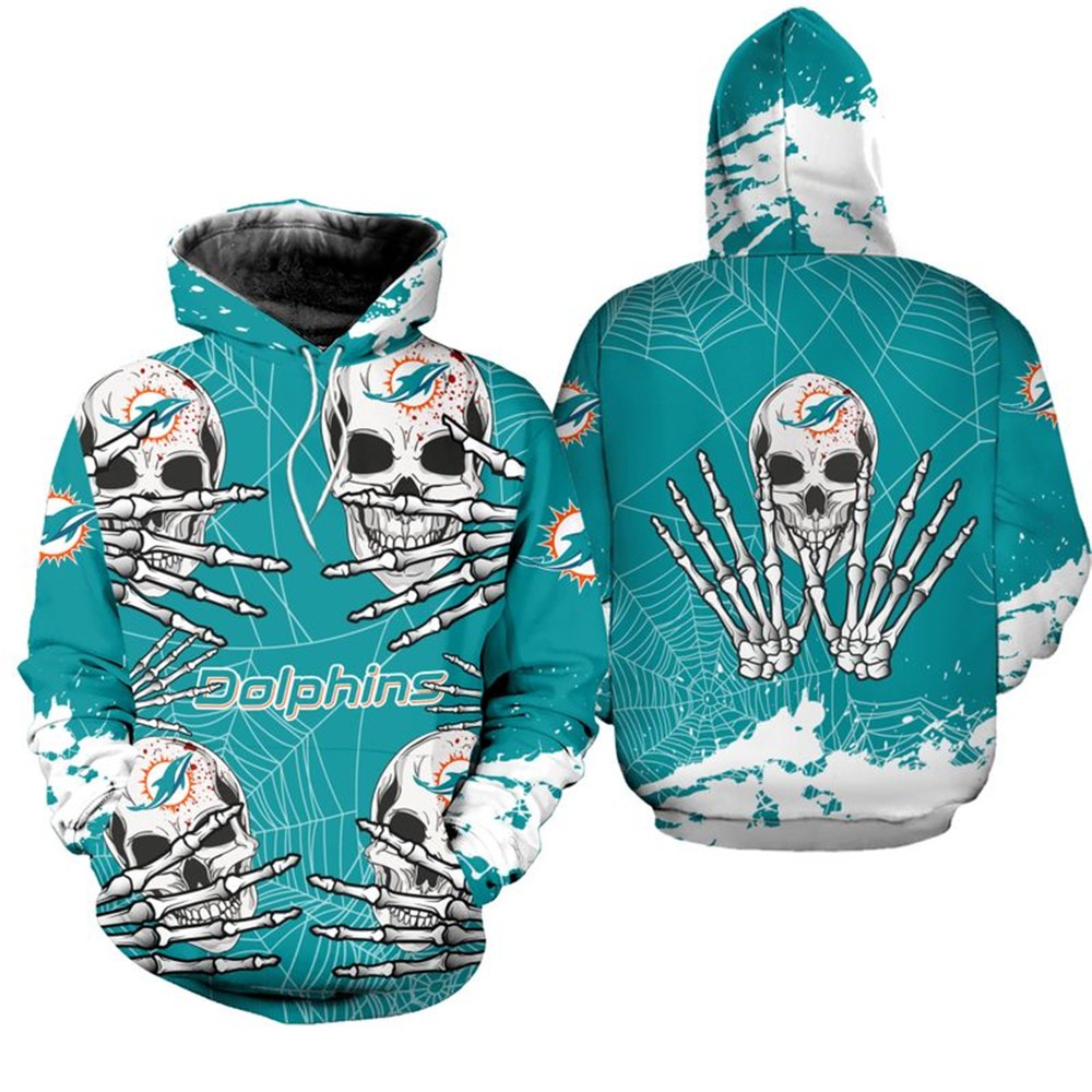 Miami Dolphins Hoodie skull for Halloween graphic