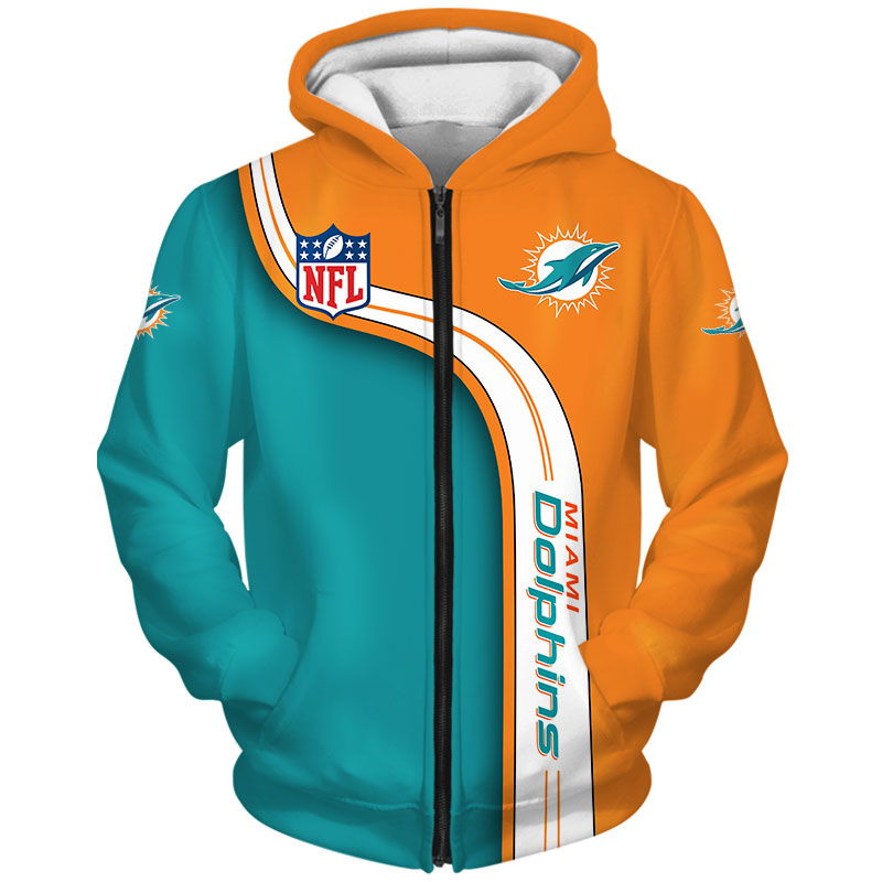 Miami Dolphins Zip Hoodie 3D cute Sweatshirt Pullover gift for fans