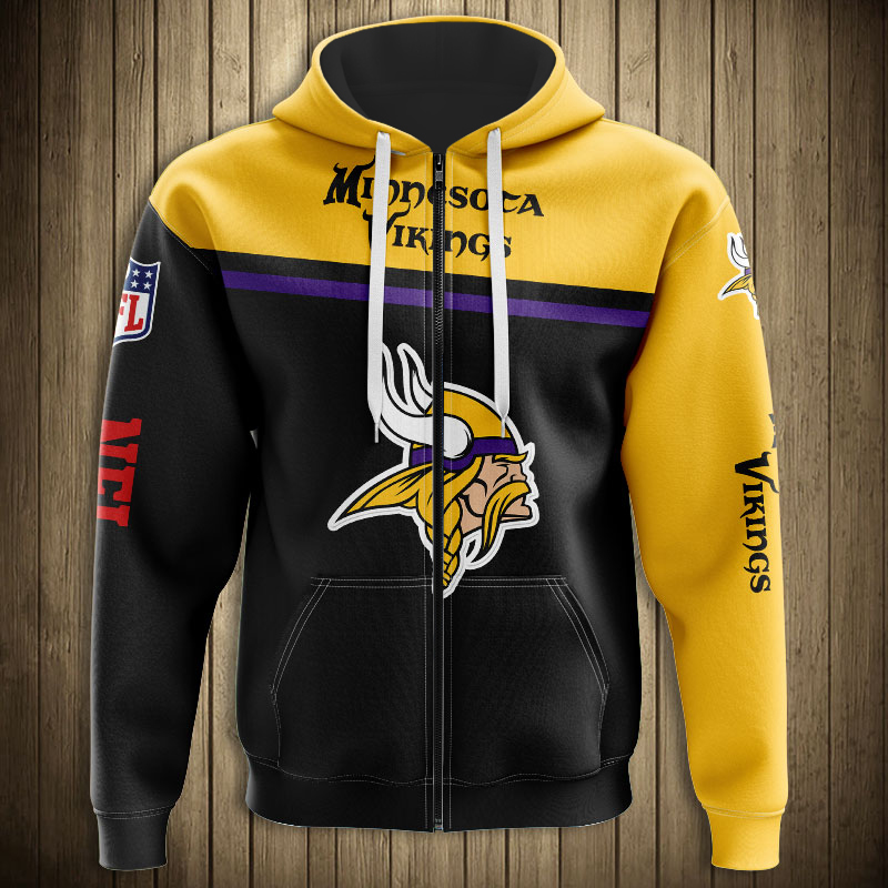 Minnesota Vikings 3D Skull Zip Hoodie Pullover Sweatshirt for fans