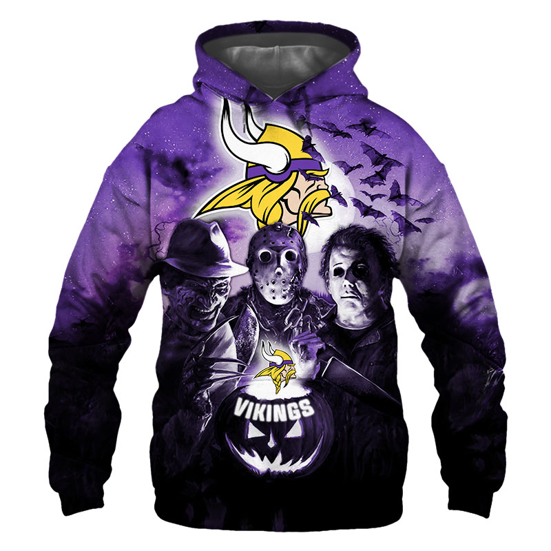 Minnesota Vikings Hoodie 3D Halloween Horror night gift for fans