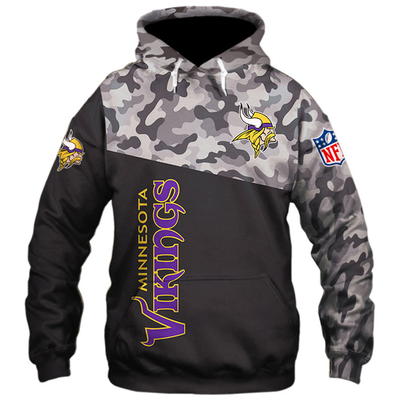 Minnesota Vikings Military Hoodies 3D Sweatshirt Long Sleeve New Season