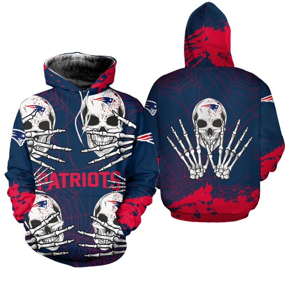 New England Patriots Hoodie skull for Halloween graphic