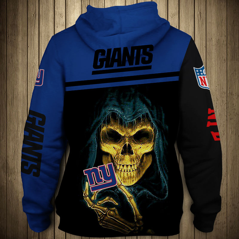 New York Giants NFL Skull Funny Blue Hoodie, Zip Hoodie 3D All