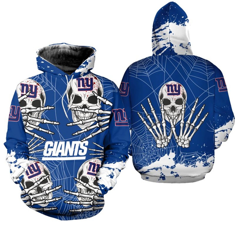 New York Giants Hoodie skull for Halloween graphic