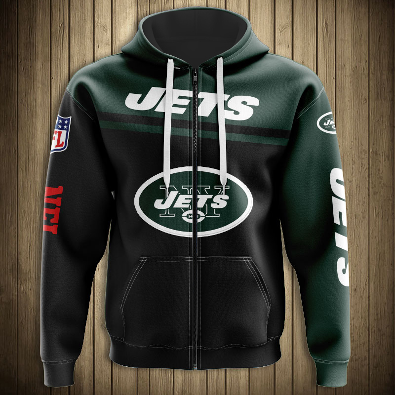 New York Jets 3D Skull Zip Hoodie Pullover Sweatshirt for fans