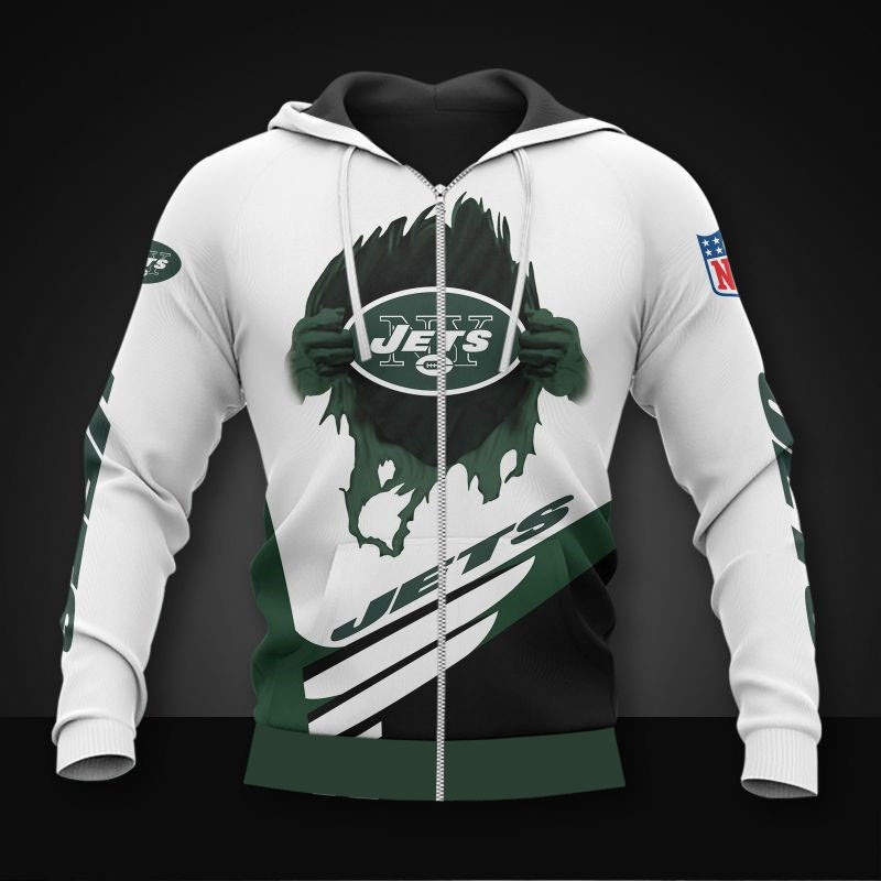 New York Jets Logo Zipper Sweatshirt 3D Hoodie All Over Printed New York  Jets Gifts For Him - T-shirts Low Price