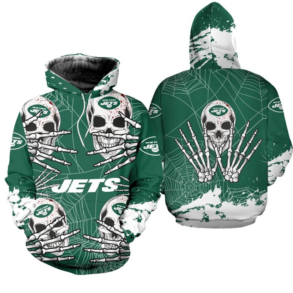 New York Jets Hoodie skull for Halloween graphic