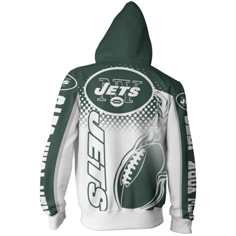 NFL New York Jets Logo Flame Pattern 3D Hoodie Pullover Print