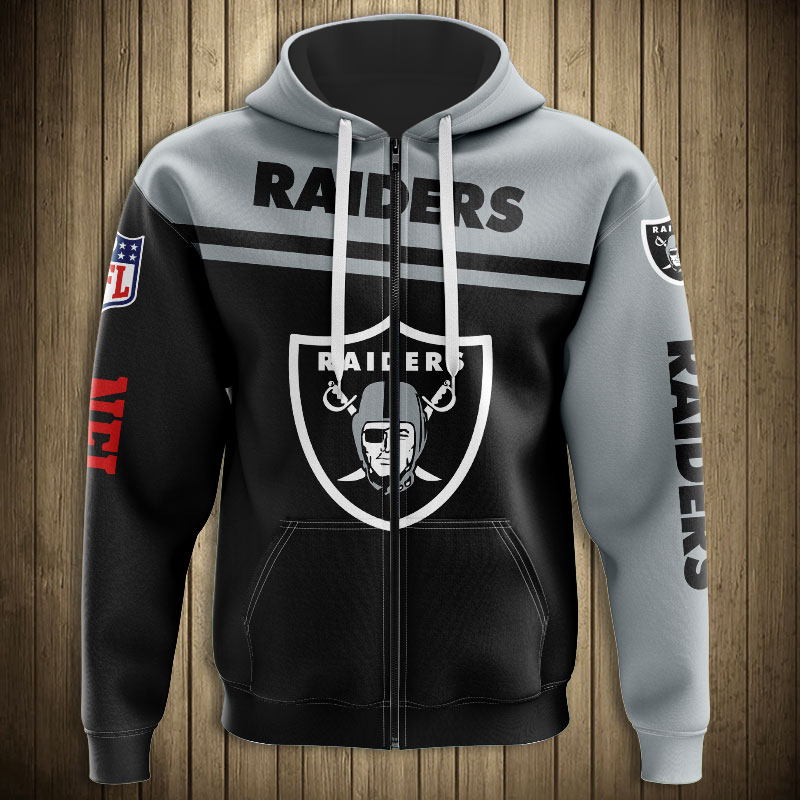 Oakland Raiders 3D Skull Zip Hoodie Pullover Sweatshirt for fans