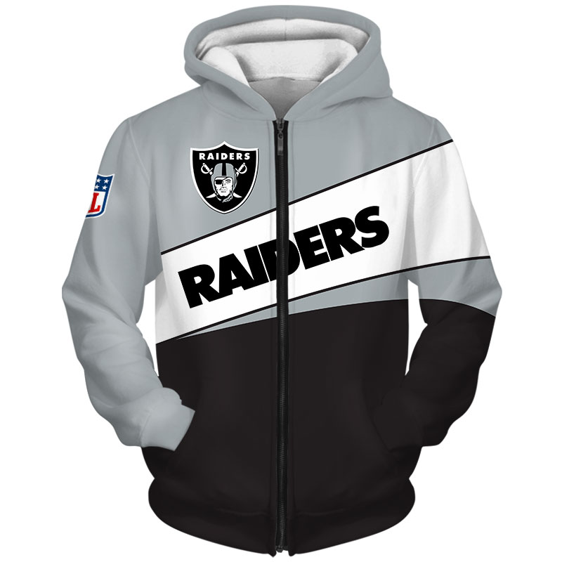 Oakland Raiders Zip Hoodie 3D Long Sleeve Pullover new season