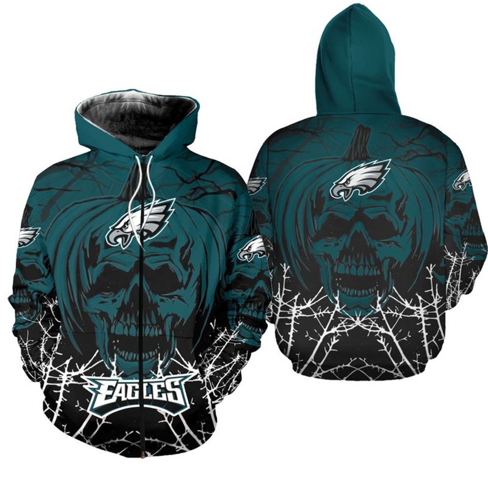 NFL Philadelphia Eagles Logo Flame Pattern 3D Hoodie Pullover