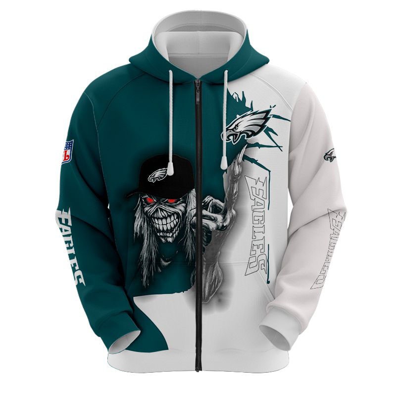 Philadelphia Eagles Hoodie 3D Halloween Horror night gift for fans