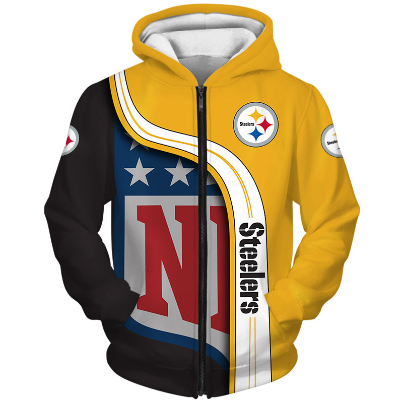 Cheap Price NFL Hoodies 3D Pittsburgh Steelers Zip up Hoodies Sweatshi – 4  Fan Shop