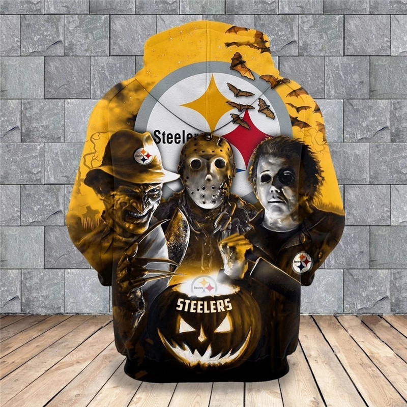 Steelers Hoodie 3D Flower Skull Logo Pittsburgh Steelers Gift