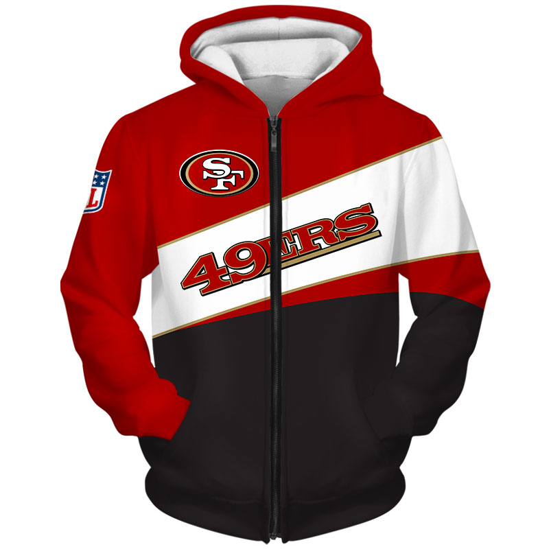 NFL San Francisco 49ers Skull Funny Red 3D Hoodie Zip Hoodie For