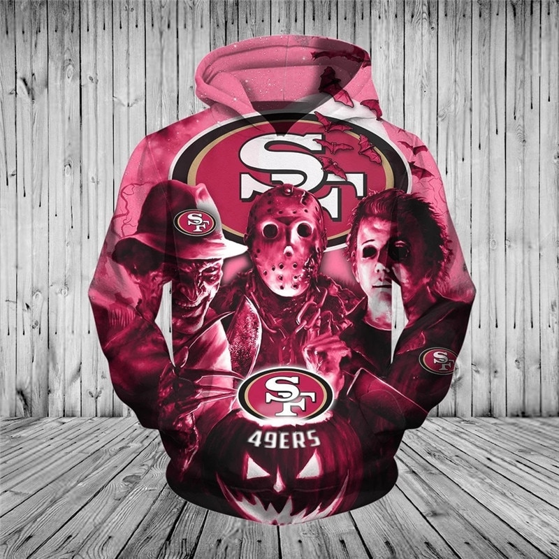 San Francisco 49ers Hoodie 3D cheap Horror night Halloween Pullover NFL