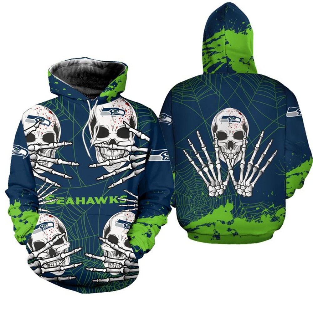 Seattle Seahawks Hoodie skull for Halloween graphic