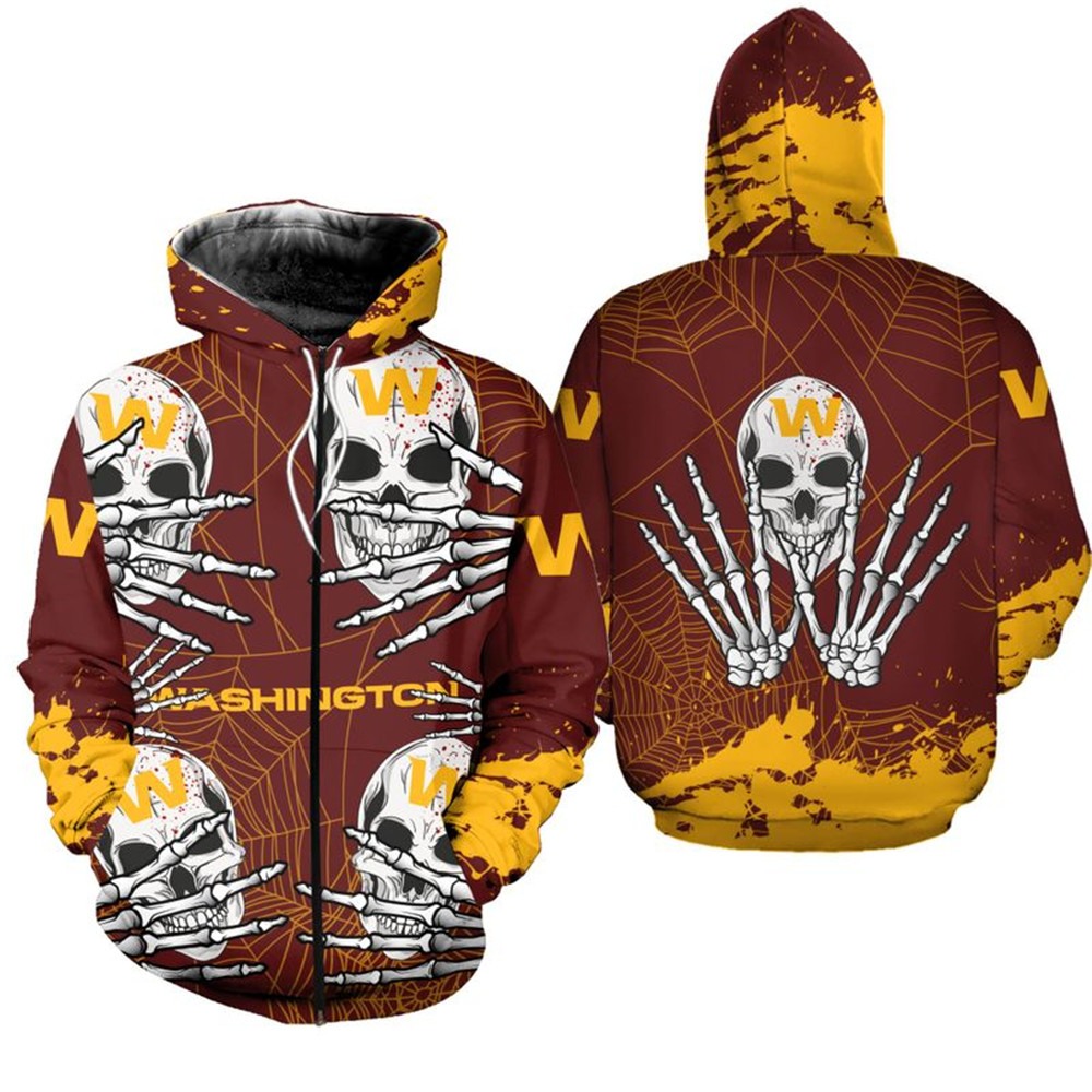 Washington Football Team Hoodie skull for Halloween graphic