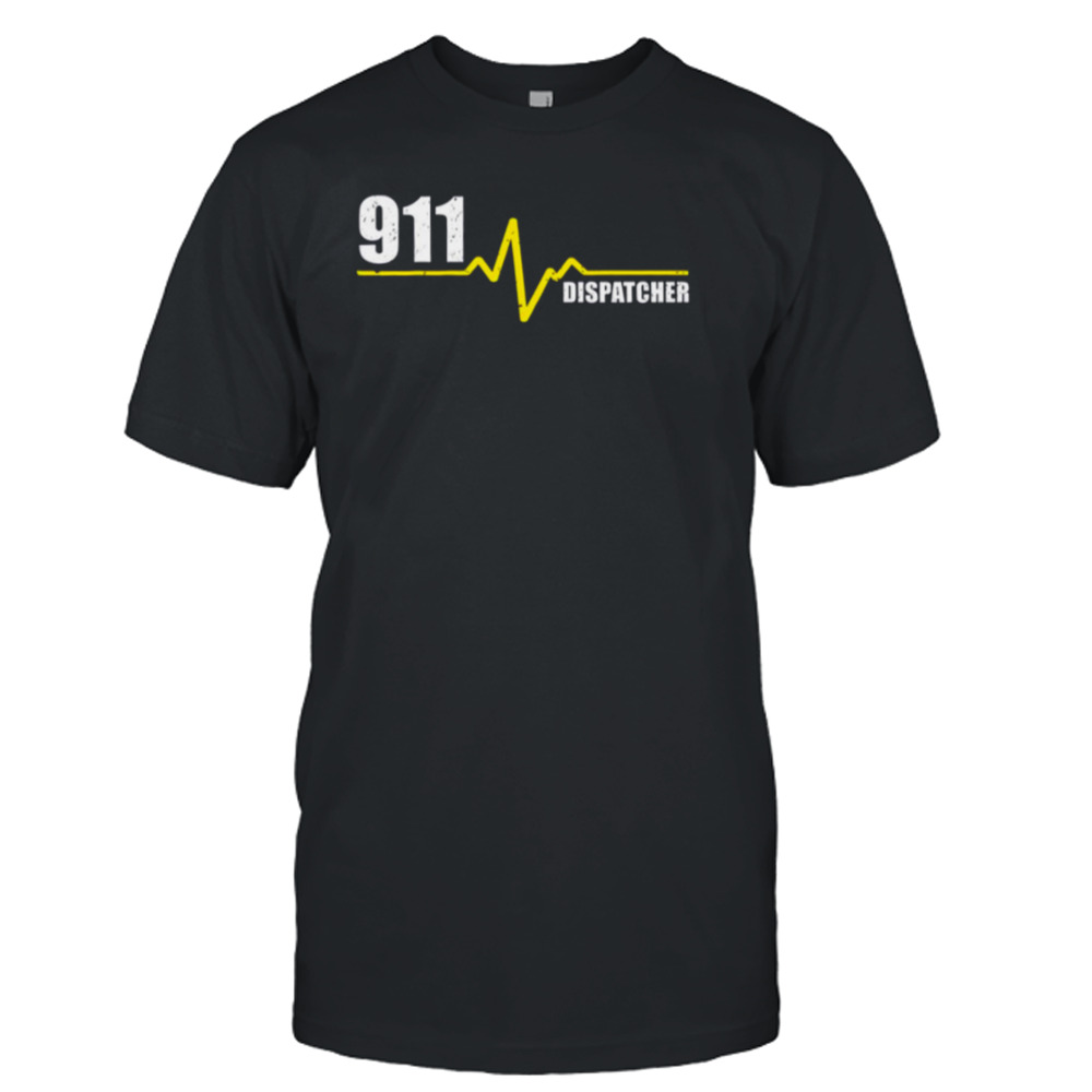 911 Dispatcher Heartbeat Thin Gold Line shirt