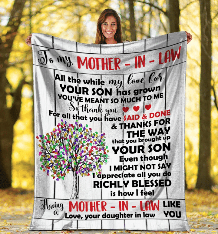 Blanket To My Mother-in-law All The While My Love For Your Son Has Grown Fleece Blanket