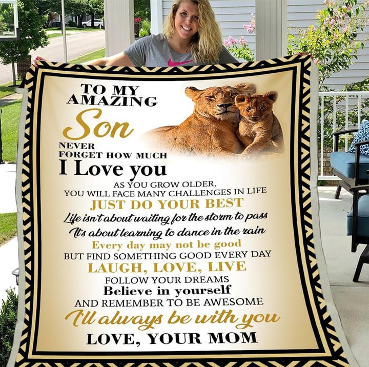 Personalized To My Amazing Son Never Forget How Much I Love You Your Mom Fleece Blanket