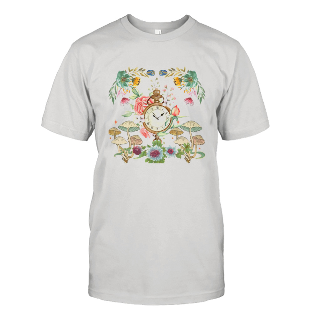 Wall Clock Flowers Decoration Vintage Botanicals shirt