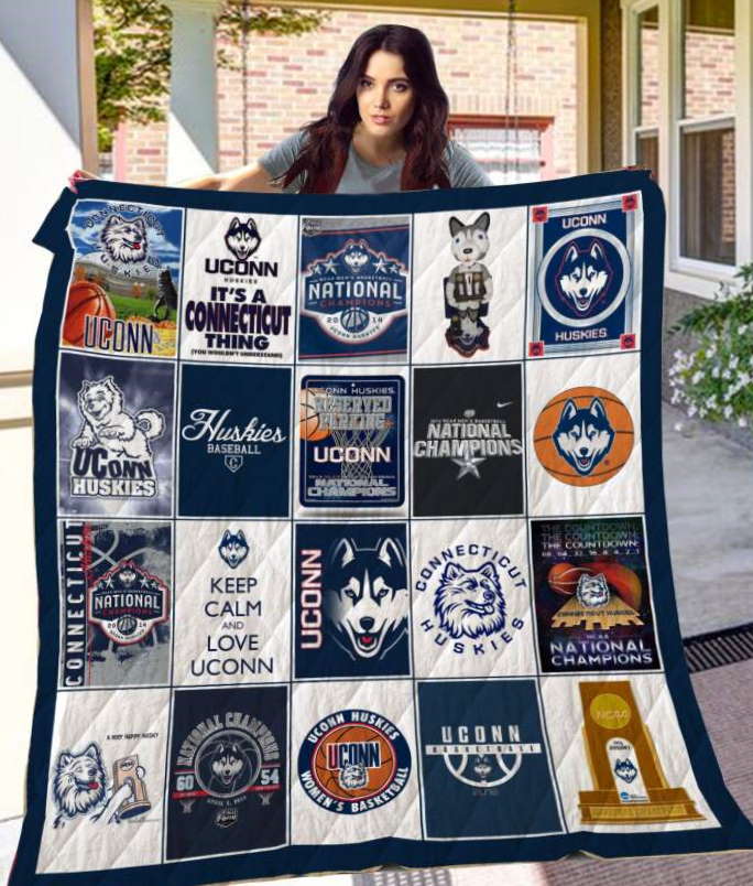 Connecticut Huskies 3D Customized Quilt Blanket