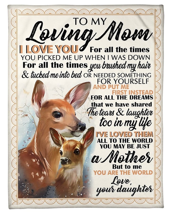 To My Loving Mom I Love You Deers Fleece Blanket