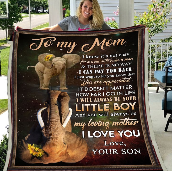 Elephant To My Mom Blanket - Gift For Mom - Mother's Day Fleece Blanket