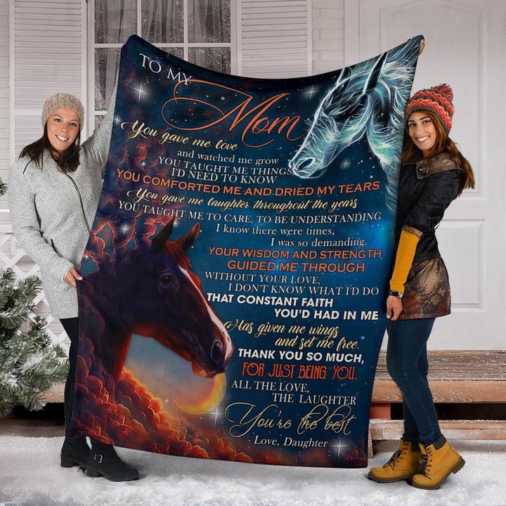 Horse Mom To My Mom You Gave Me Love And Watched Me Grow Fleece Blanket