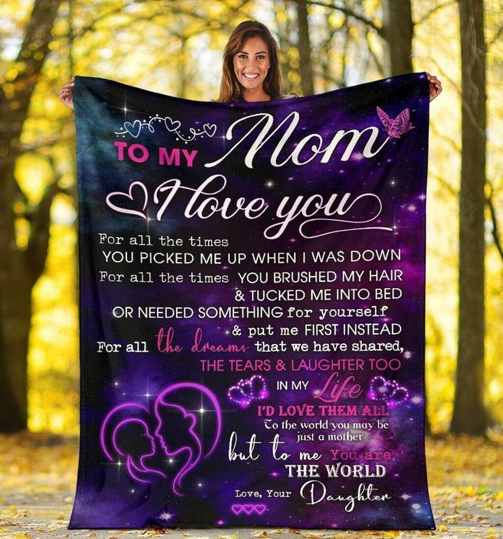 Mother Blanket To My Mom I Love You For All The Times You Picked Purple Fleece Blanket