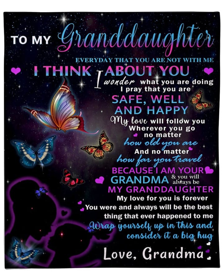 Personalized To My Granddaughter Everyday That You Are Not With Me Butterfly Fleece Blanket