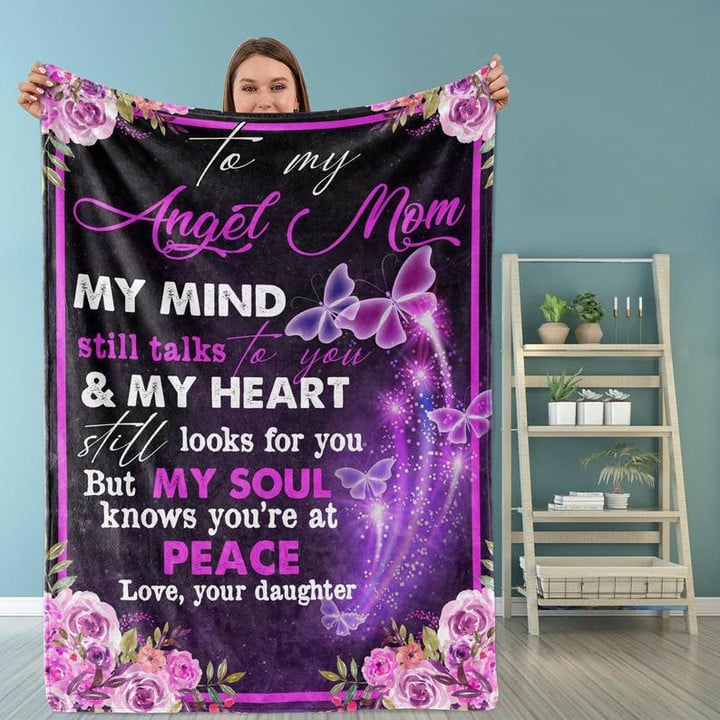 To My Angel Mom Blanket Gifts For Mom Mother's Day Gifts Idea Butterfly Fleece Blanket