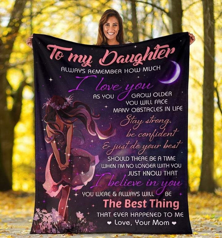 To My Daughter Always Remember How Much I Love You Purple Fleece Blanket