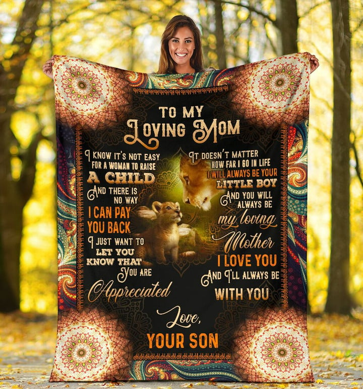 To My Loving Mom Gift For Mom Lion Fleece Blanket