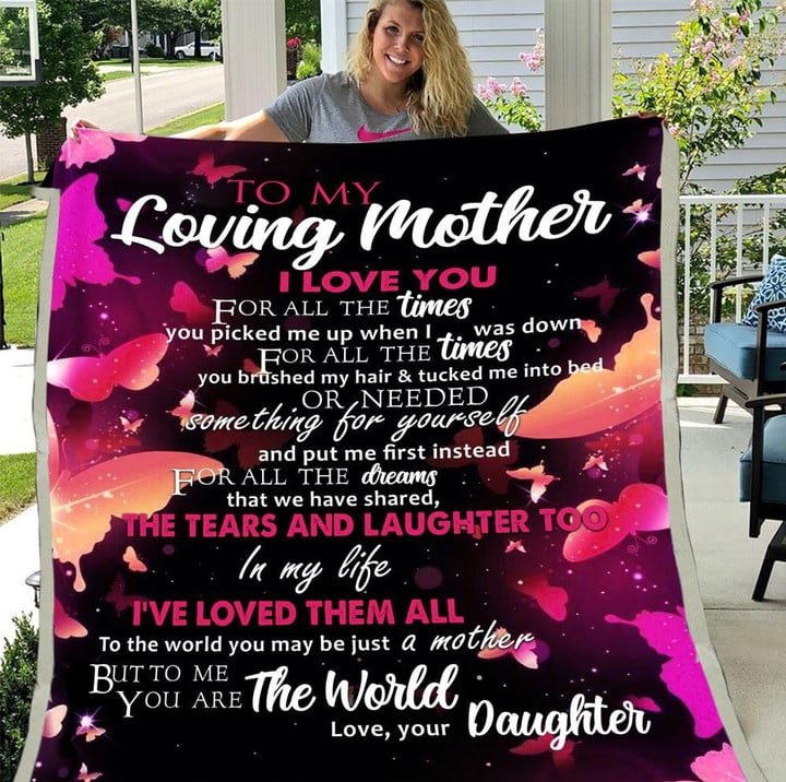 To My Loving Mother I Love You Butterfly Fleece Blanket