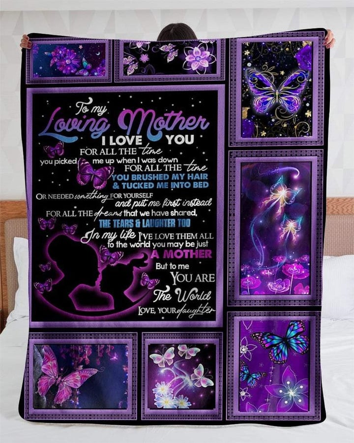 To My Loving Mother Love From Daughter Butterflies Fleece Blanket