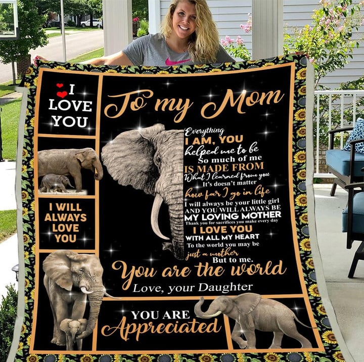 To My Mom Letter From Daughter Blanket Mom Elephant Blanket