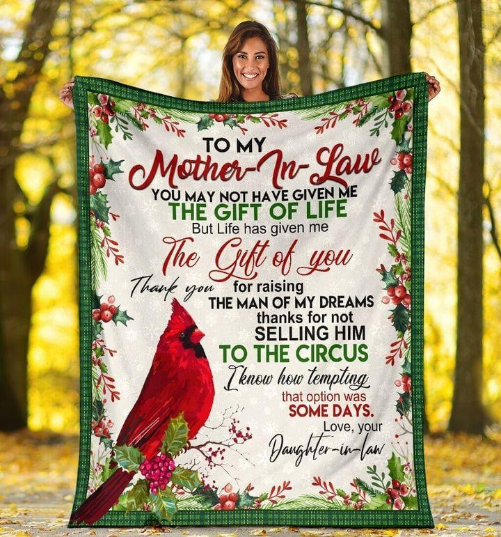 To My Mother In Law You May Not Have Given Me Red Cardinal Bird Fleece Blanket