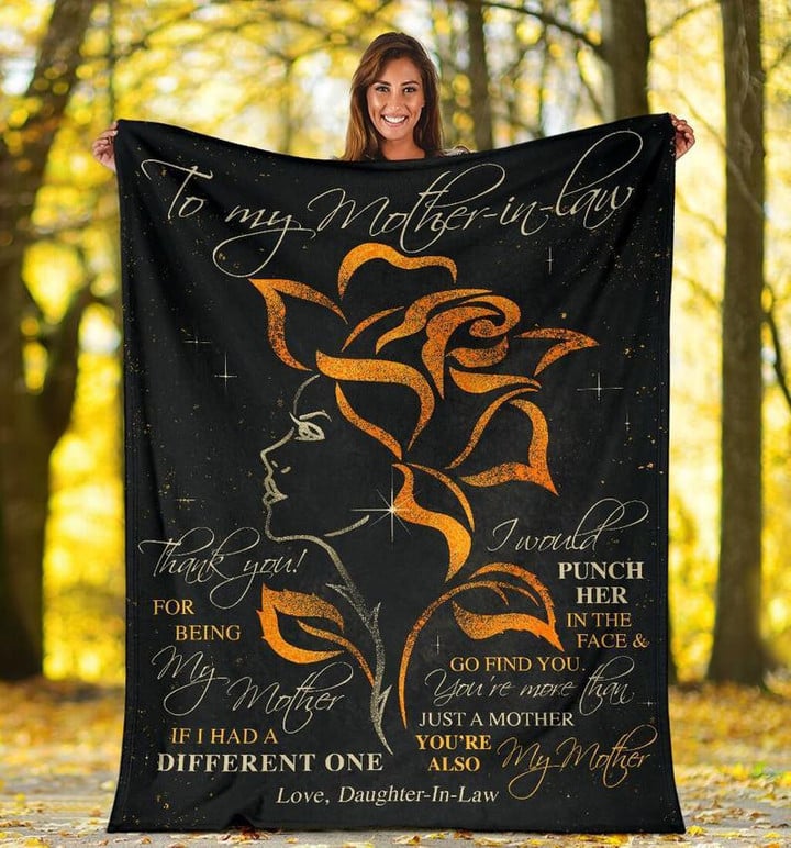To My Mother-in-law Thank You For Being My Mother Yellow Rose Fleece Blanket